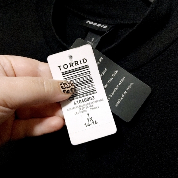 Torrid At The Knee Jersey Lace Sleeve Mock Neck Skater Dress Womens Plus Size 1X - Picture 10 of 13